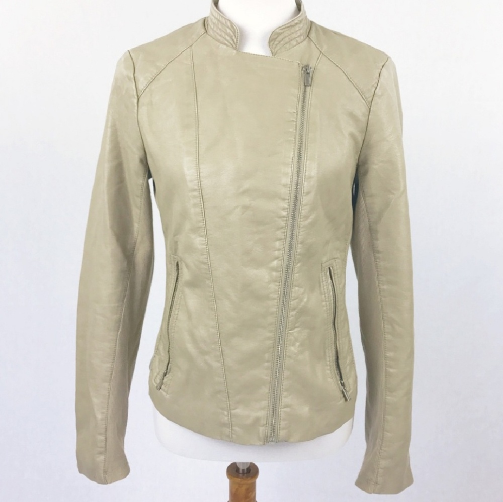 EXPRESS Medium M Taupe Faux Leather Moto Jacket